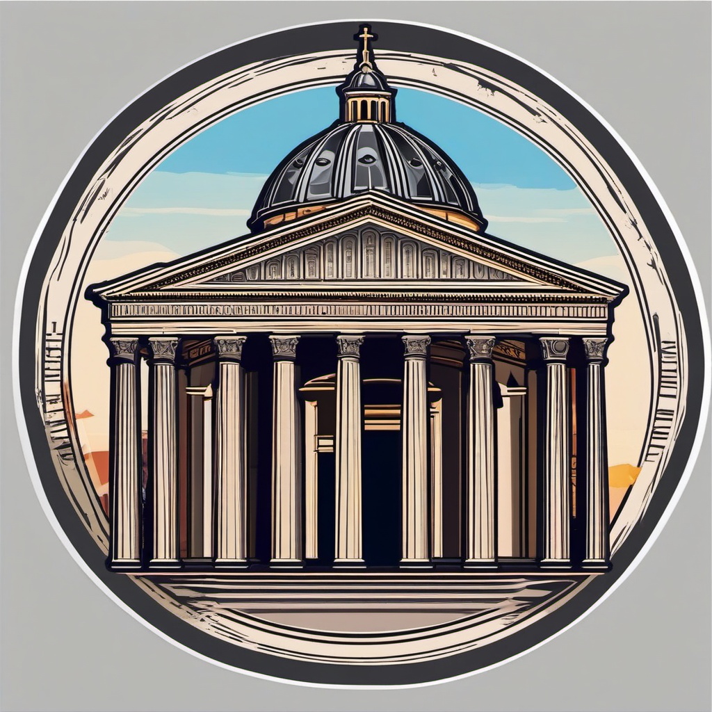 Rome Pantheon sticker- Ancient Roman temple turned church in the heart of Rome, , sticker vector art, minimalist design