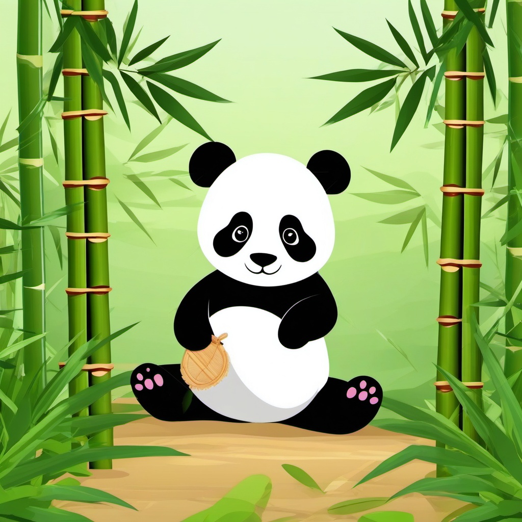 Cute Panda in a Bamboo Paradise  clipart, simple