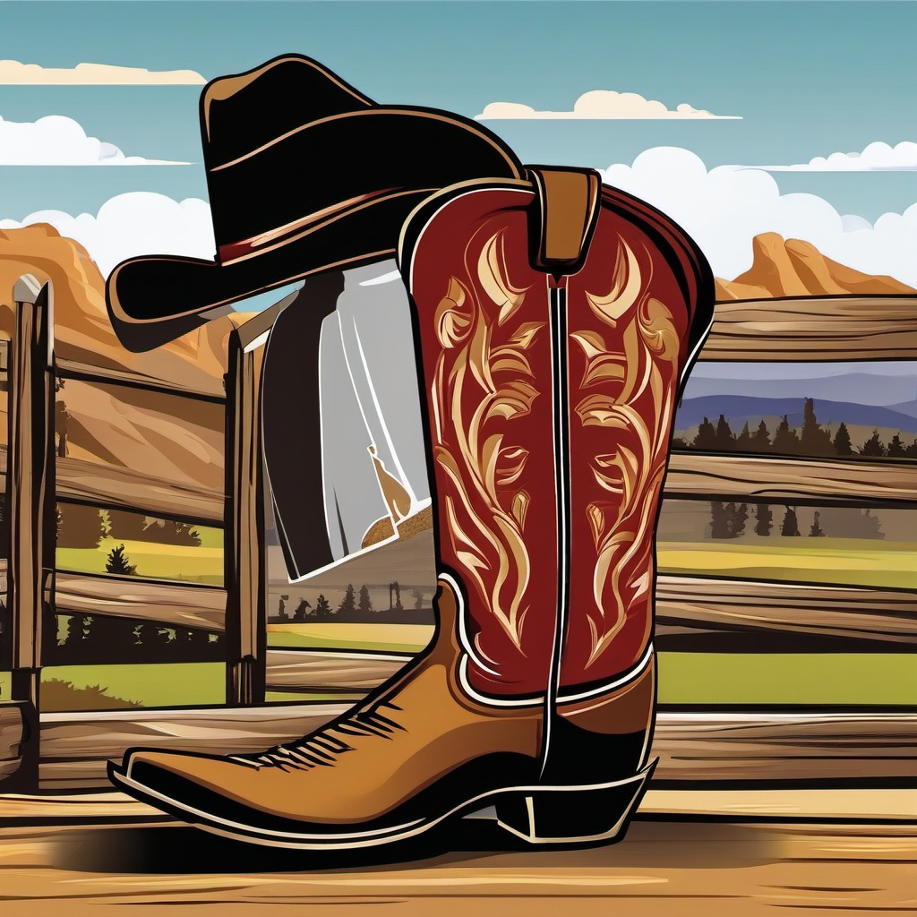 Cowboy Boot clipart - cowboy boot in a Western setting  