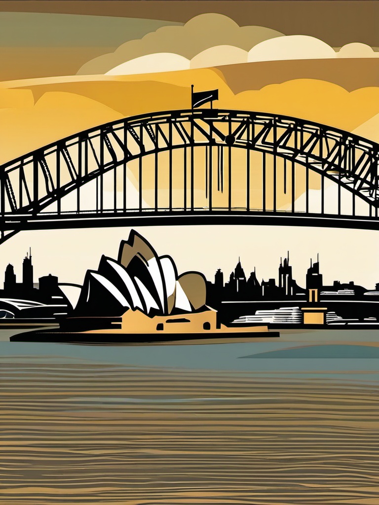 Sydney clipart - Sydney Opera House and Harbour Bridge in Australia, ,color clipart vector style