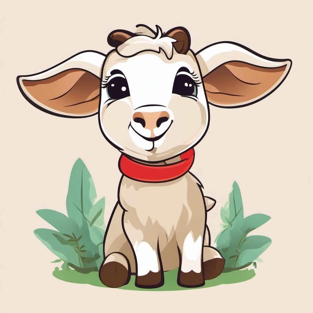 Kid Goat clipart - Playful kid goat on the farm, ,vector color clipart,minimal