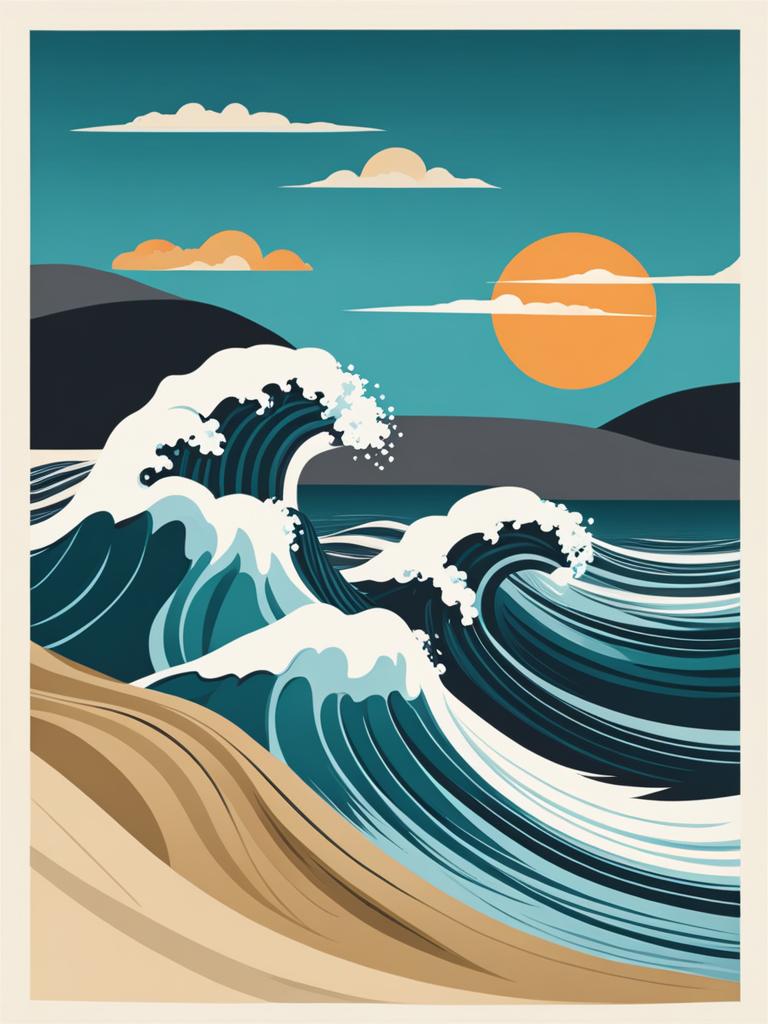 wave clipart - an ocean wave in mid-curl, capturing the thrill of the surf 