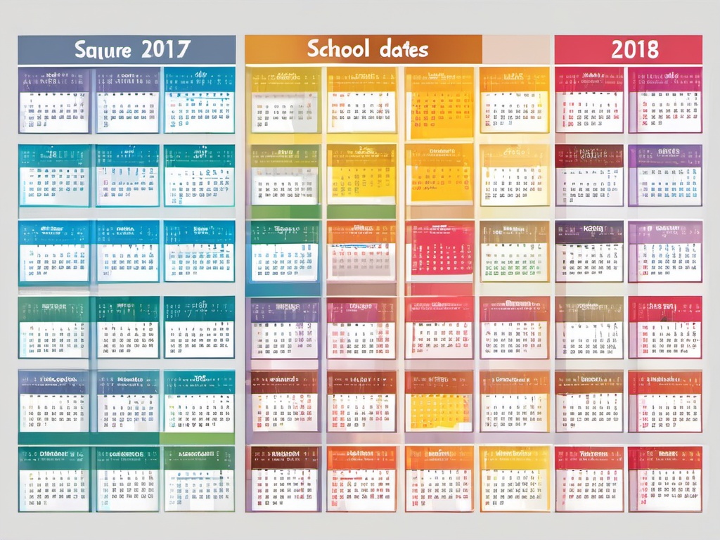 Calendar clipart - school year calendar with important dates  color,minimalist,vector clipart