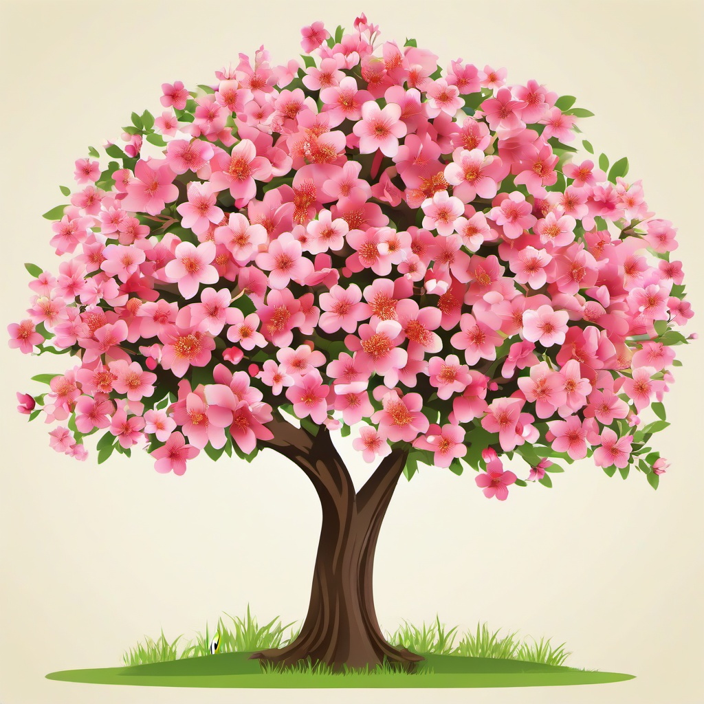 Tree clipart - tree with flowers blooming in spring  