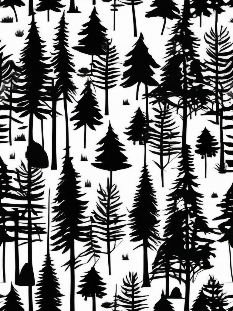 silhouette forest tattoo  simple color tattoo,white background