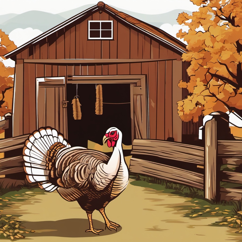 Turkey clipart - turkey walking in a farmyard  