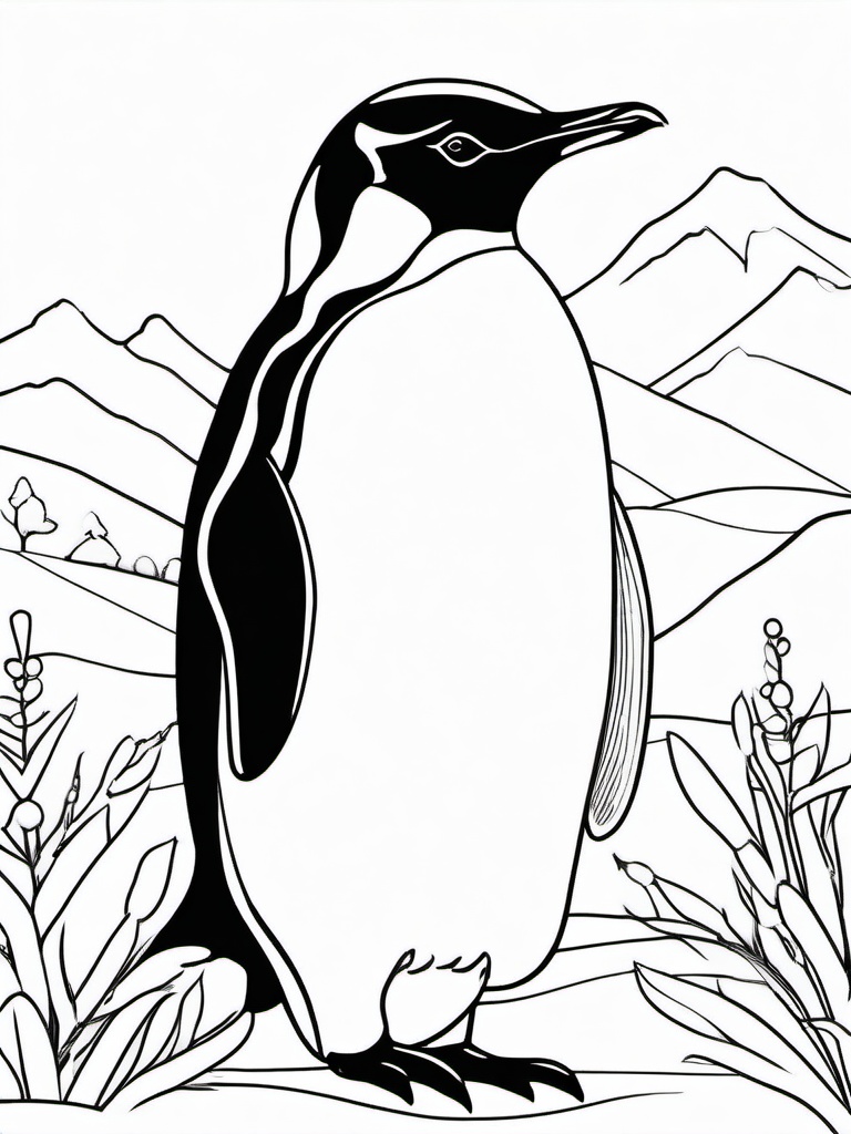 Penguin Coloring Pages - Flightless Bird in Cold Climates  minimal black outline printable sheet, coloring page