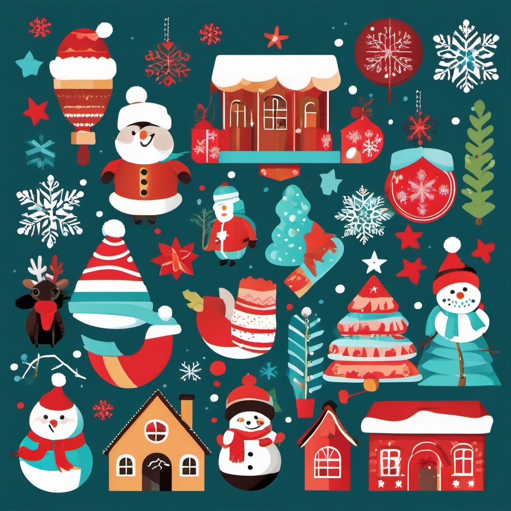 Winter Festival clipart - Festive winter celebration, ,vector color clipart,minimal