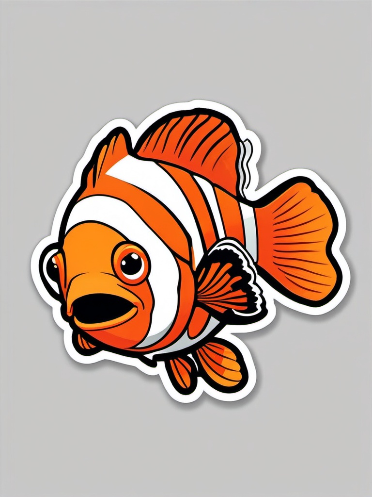 Clownfish Sticker - A vibrant clownfish swimming in coral reefs, ,vector color sticker art,minimal