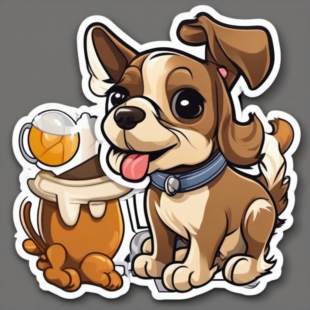 Dog cartoon - loyal companion with a wagging tail  cartoon sticker style