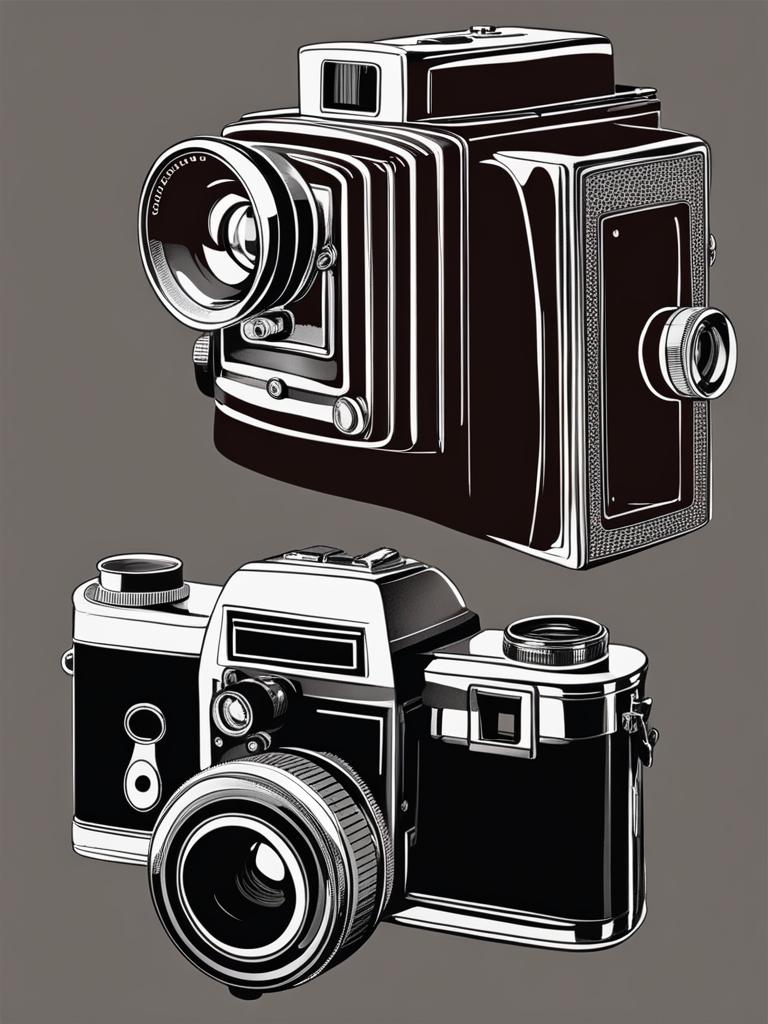 camera clipart - a vintage, camera with a lens. 