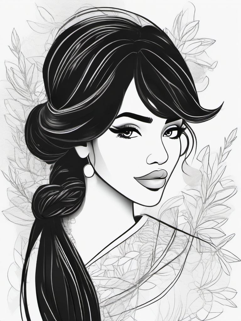 drawing of jasmine  minimal rough scribbles,doodles,black and white