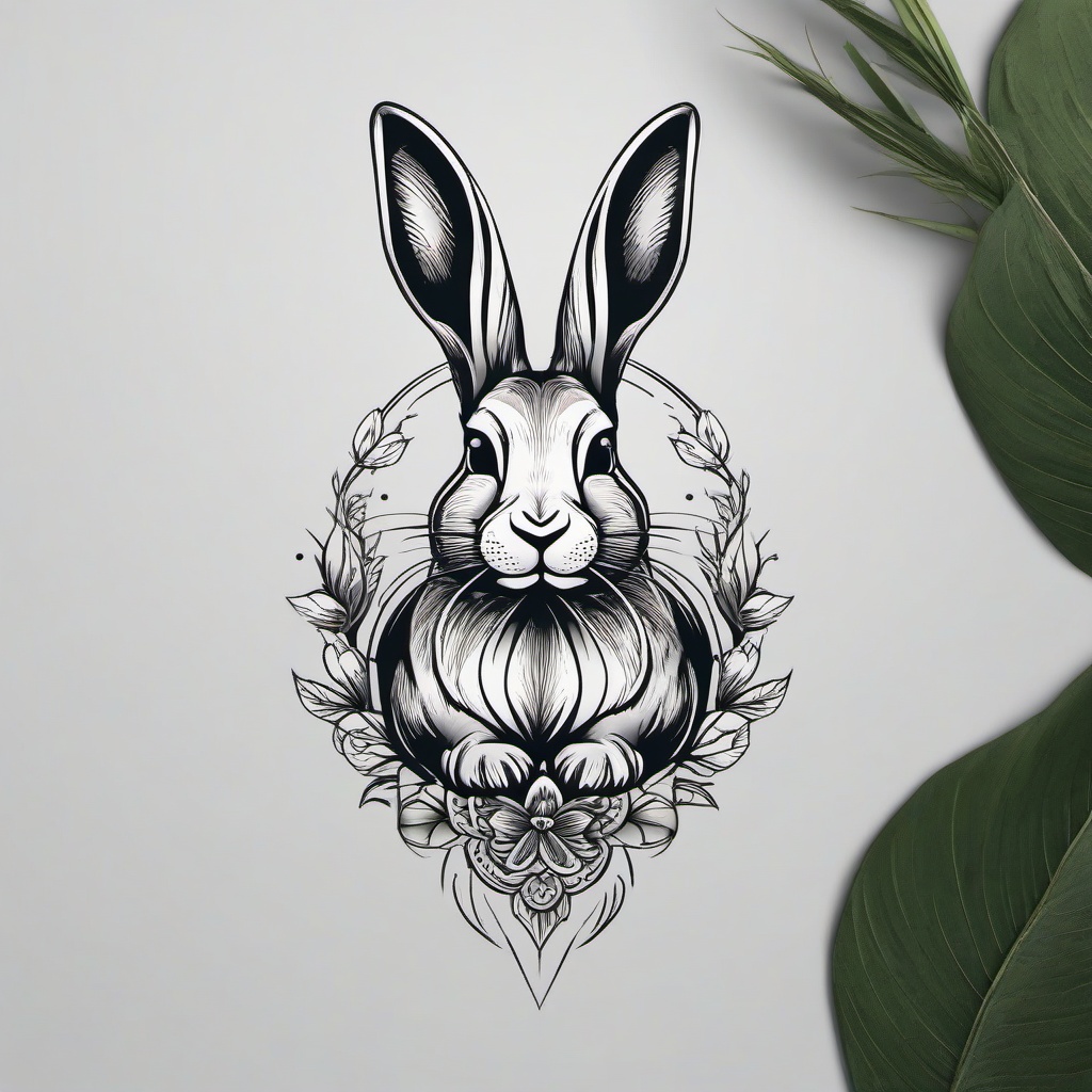 silver rabbit tattoo  minimalist color tattoo, vector