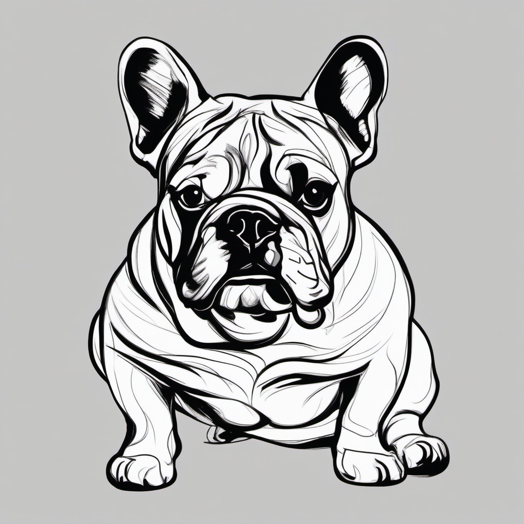 drawing of a Bulldog dog  minimal rough sketch scribbles,doodles,black and white