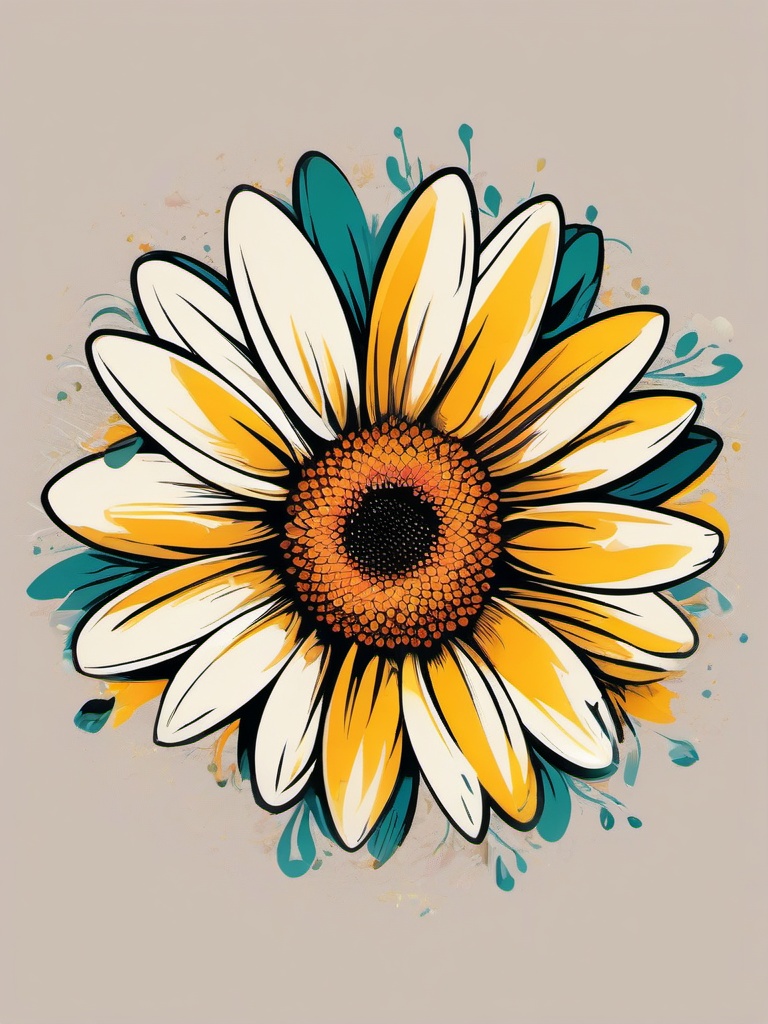 Daisy Tattoo Color-Infusion of vibrancy and life into your ink with a color daisy tattoo, expressing your unique style and personality.  simple vector color tattoo