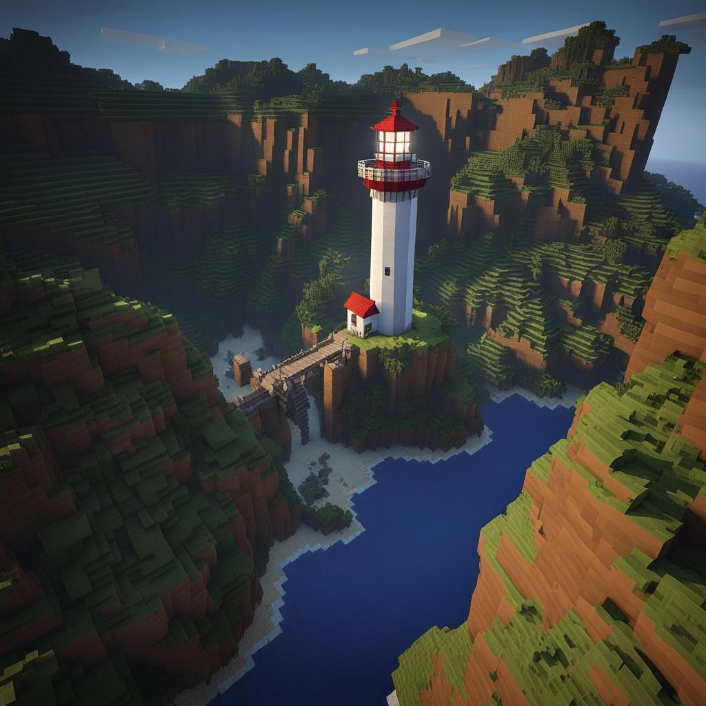 nautical lighthouse on a rugged coastal cliff - minecraft house ideas minecraft block style