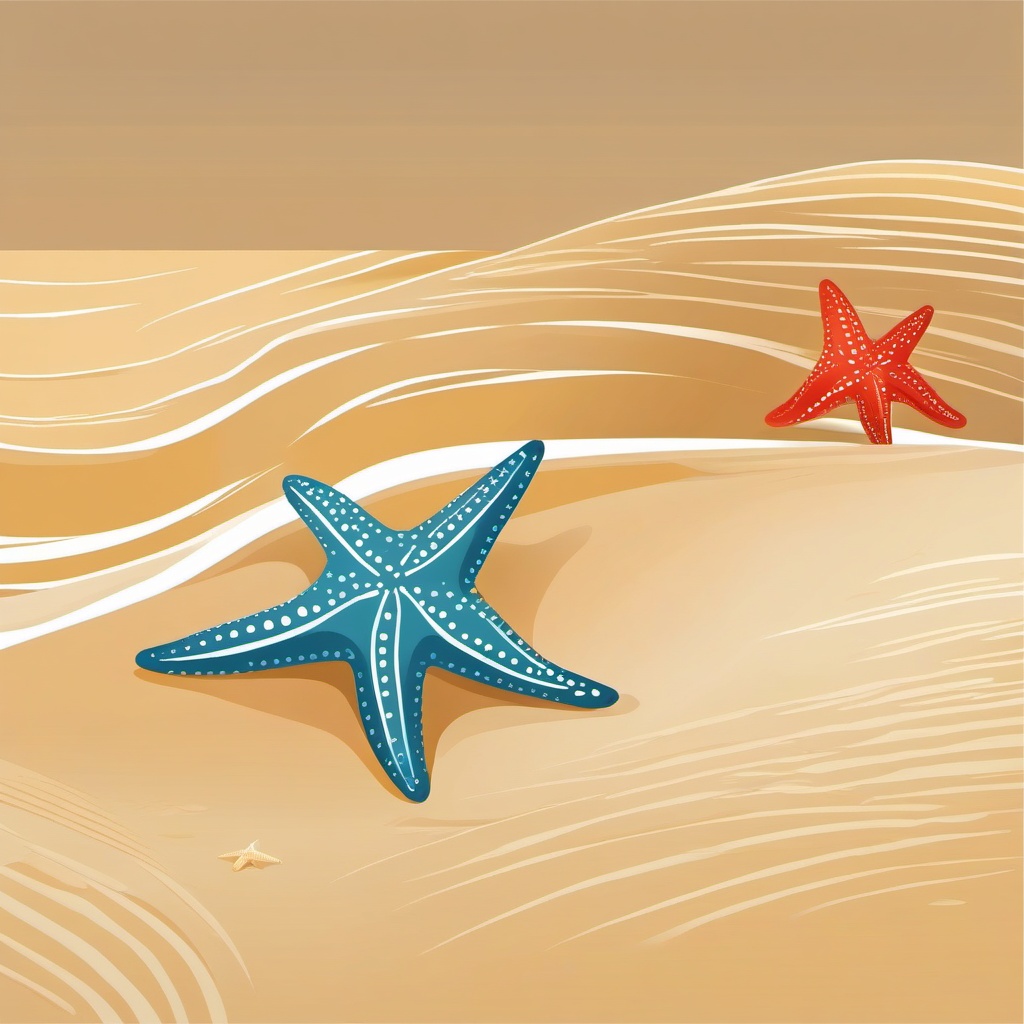 Starfish Clipart - A starfish on sandy shores.  color clipart, minimalist, vector art, 