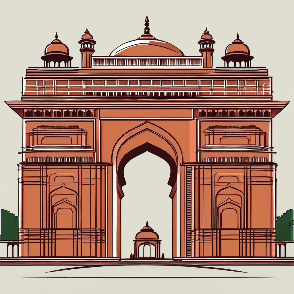 New Delhi clipart - India Gate and Jama Masjid in India, ,color clipart vector style