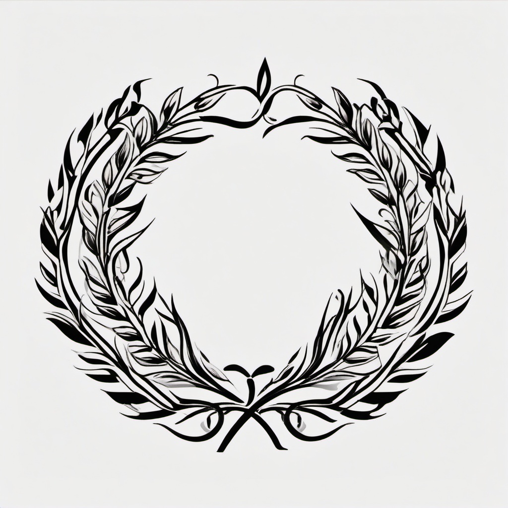 Greek Wreath Tattoo - Celebrate victory and achievement with a Greek wreath tattoo, a symbol of honor and recognition in ancient Greece.  simple color tattoo design,white background