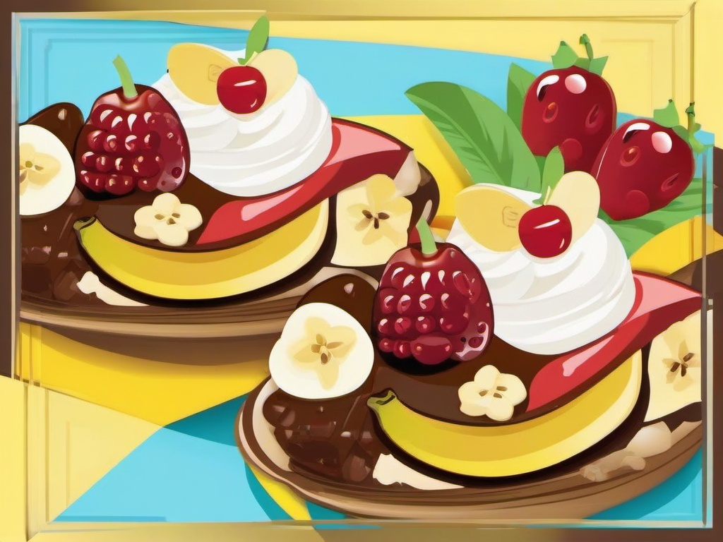 Banana clipart - banana split with toppings  