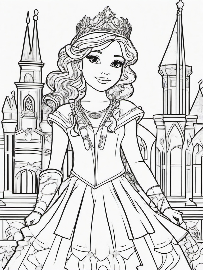 Sporty Princess Coloring Pages - Active Royalty with a Fun Twist  minimal black outline printable sheet, coloring page