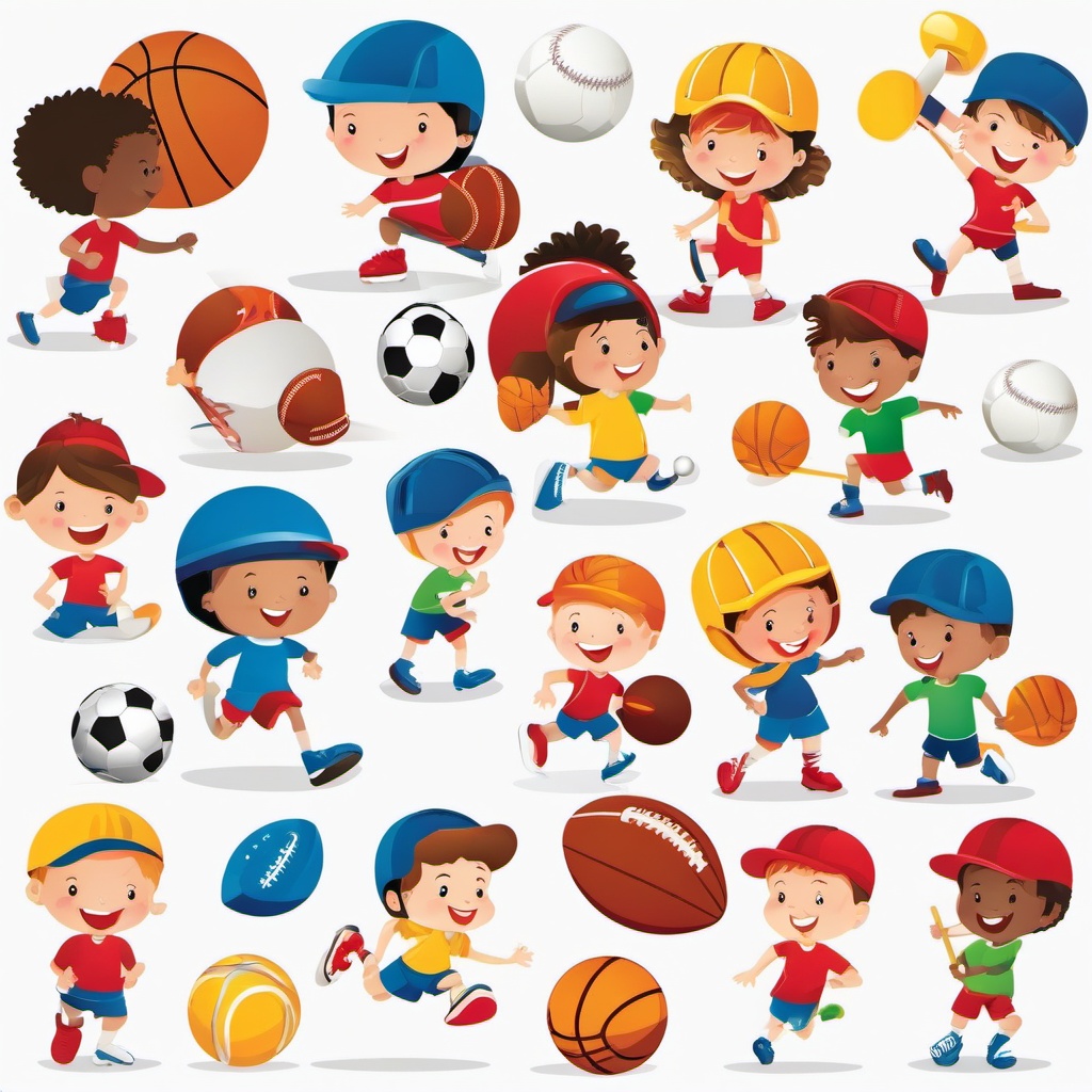 Sport clipart - kids playing sports  vector clipart