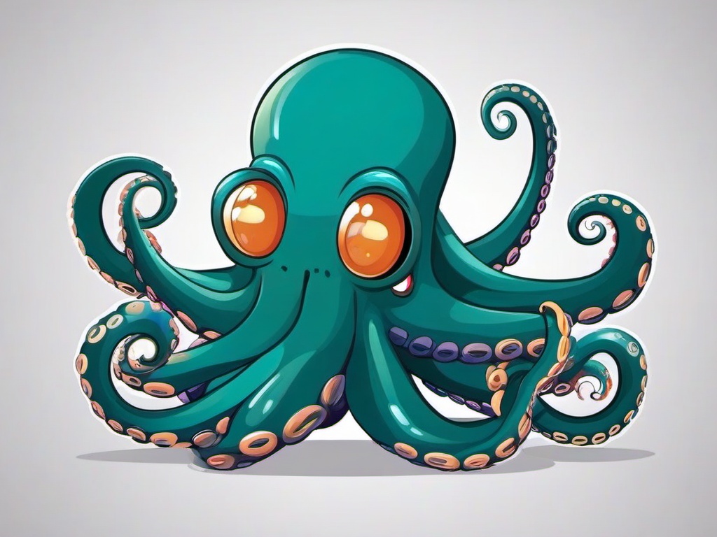 Octopus Cartoon - Cartoon of octopus with waving tentacles  