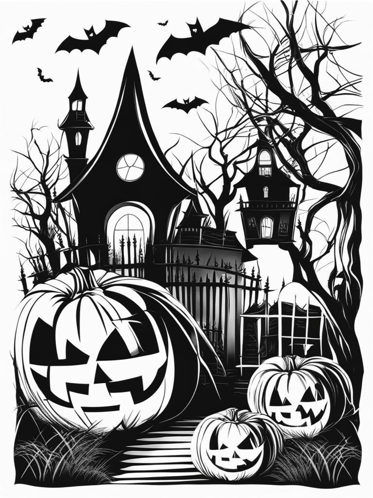 halloween clipart black and white - setting a spooky atmosphere. 