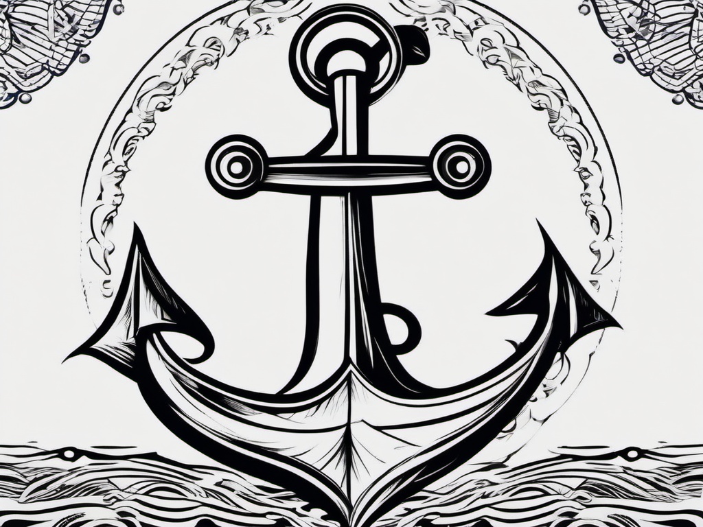 anchor and wave tattoo  simple vector tattoo design