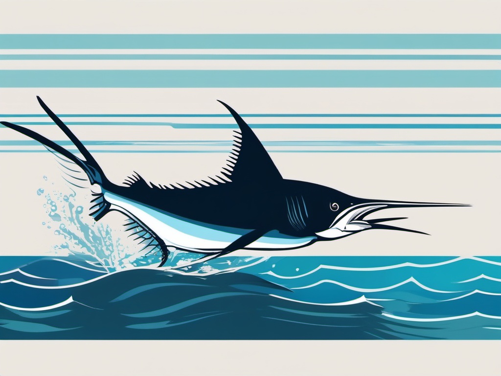 Sailfish Clipart - Sailfish leaping out of the water , minimal, 2d