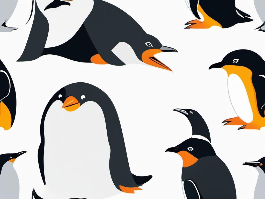 Penguin cartoon  minimal, white background