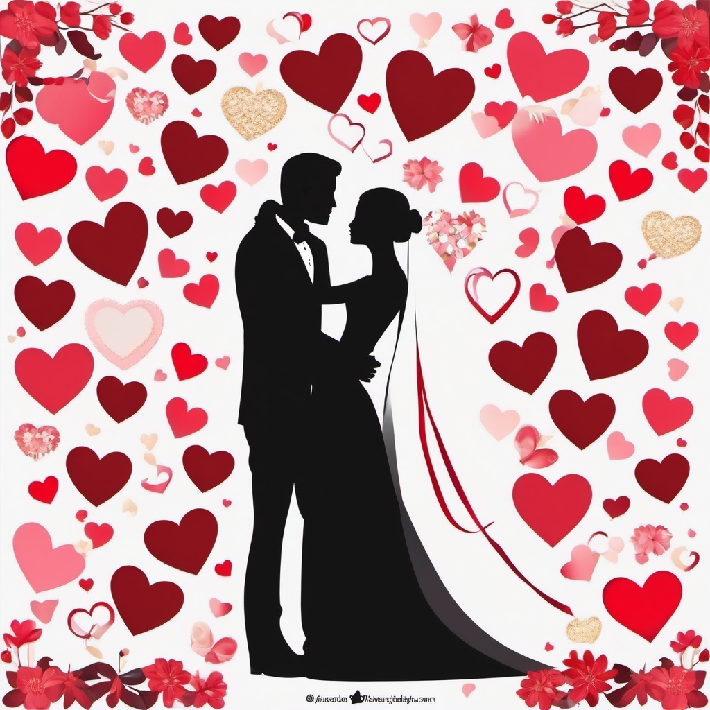 Wedding Heart clipart - Heart-shaped wedding decorations, ,vector color clipart,minimal