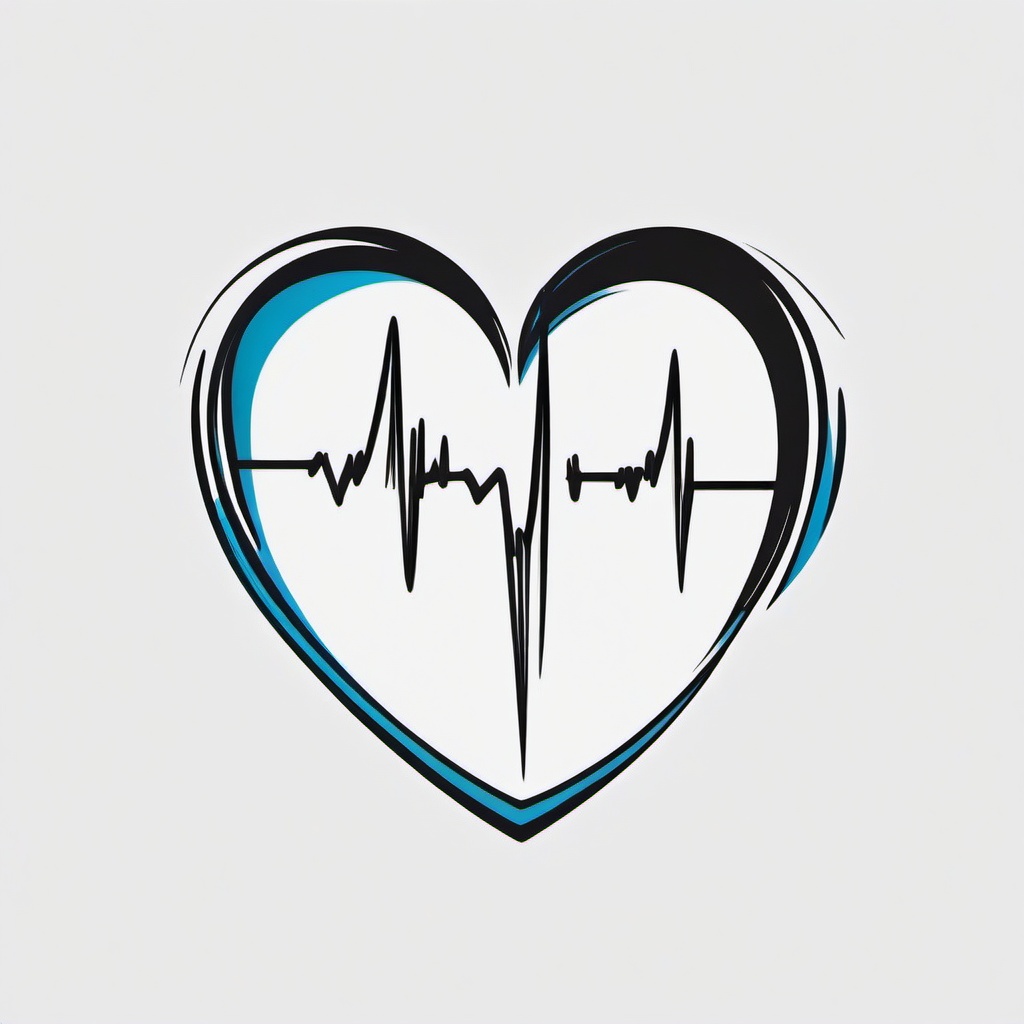 Cool Heartbeat Tattoo - Showcase your unique style with a cool and stylish heartbeat-themed tattoo design.  simple vector color tattoo,minimal,white background