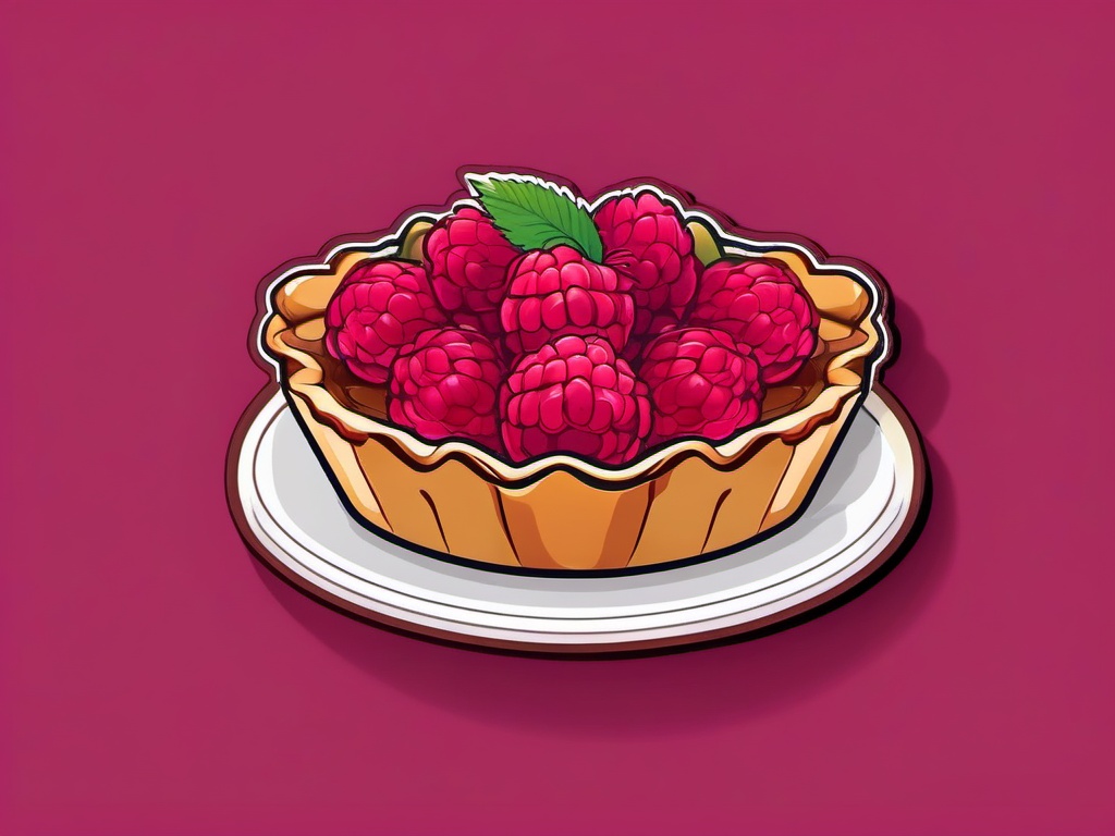 Raspberry Tart Sticker - Indulge in the sweet and fruity goodness of a raspberry tart, , sticker vector art, minimalist design