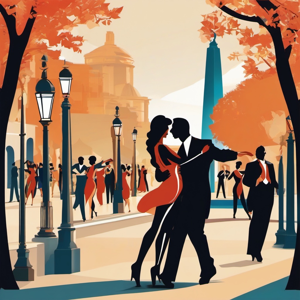 Buenos Aires clipart - Obelisco and Tango dancers in Argentina, ,color clipart vector style