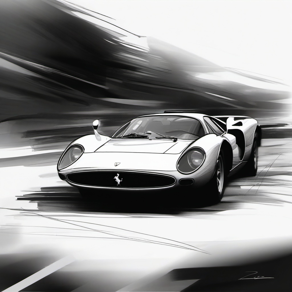 sketch of ferrari  minimal rough sketch scribbles,doodles,black and white