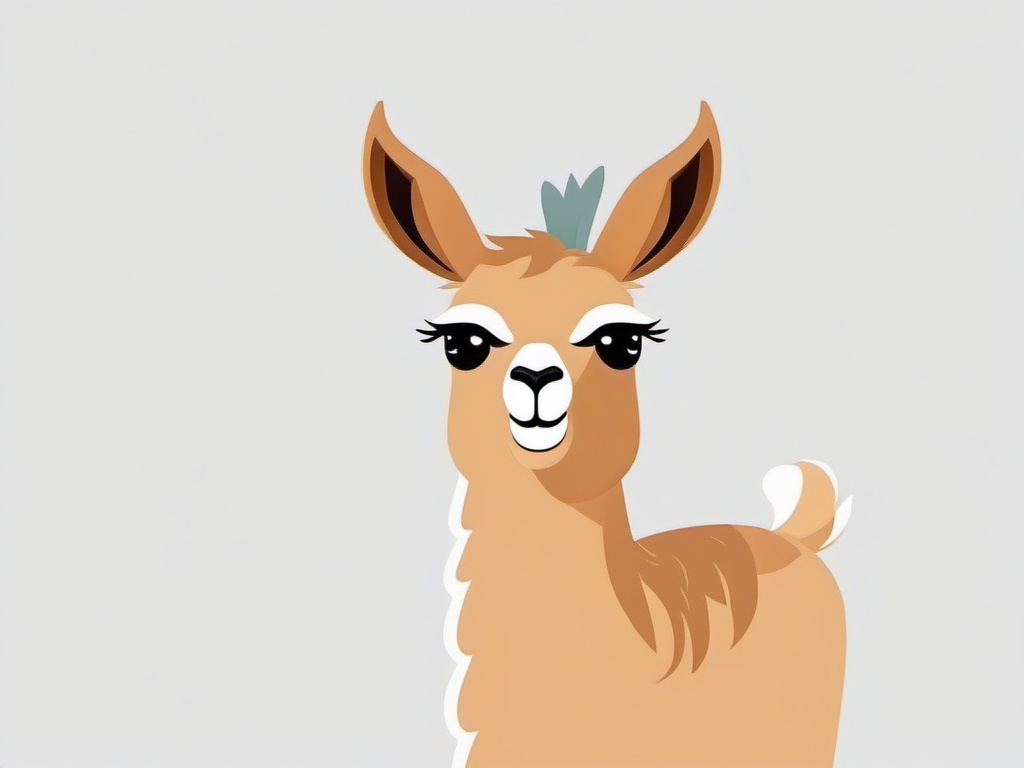 Llama cartoon  minimal, white background