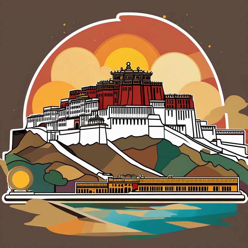 Potala Palace sticker- Iconic Tibetan palace in Lhasa, , sticker vector art, minimalist design