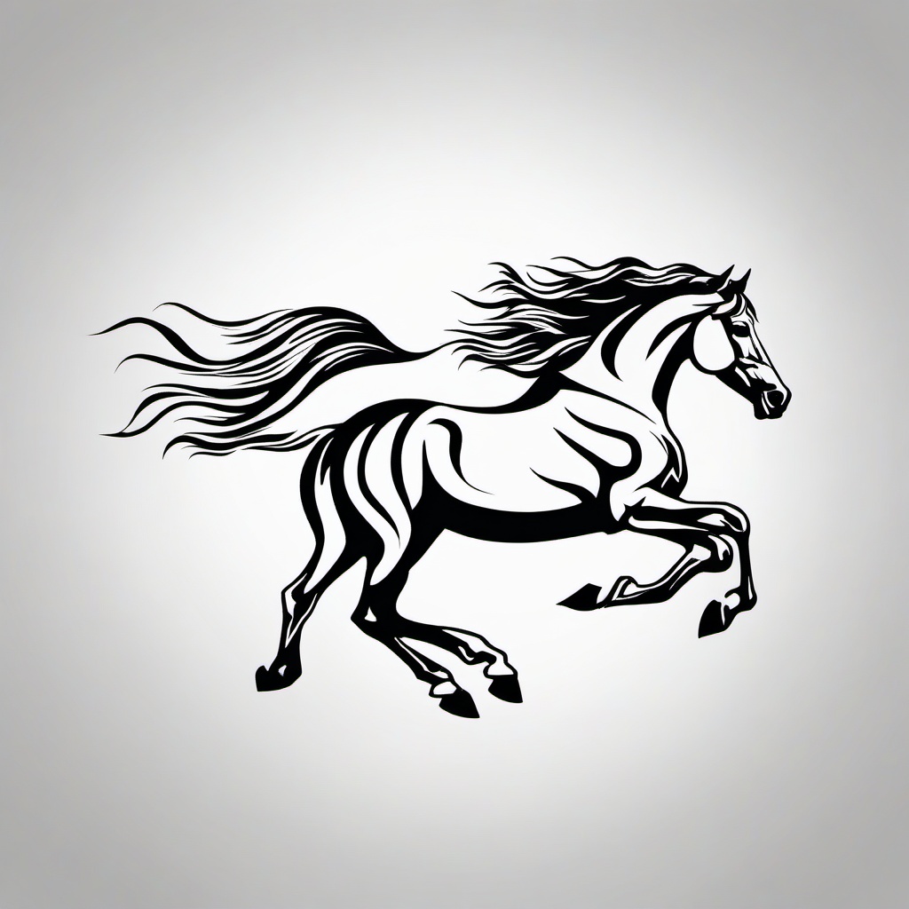 reining horse tattoo  simple tattoo,minimalist,white background