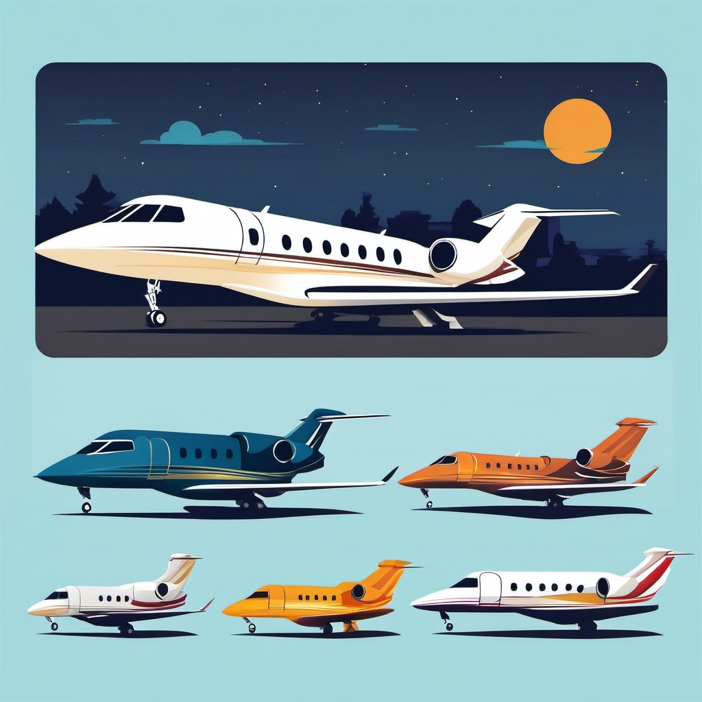 Private Jet Clipart - A private jet for luxurious travel experiences.  color vector clipart, minimal style