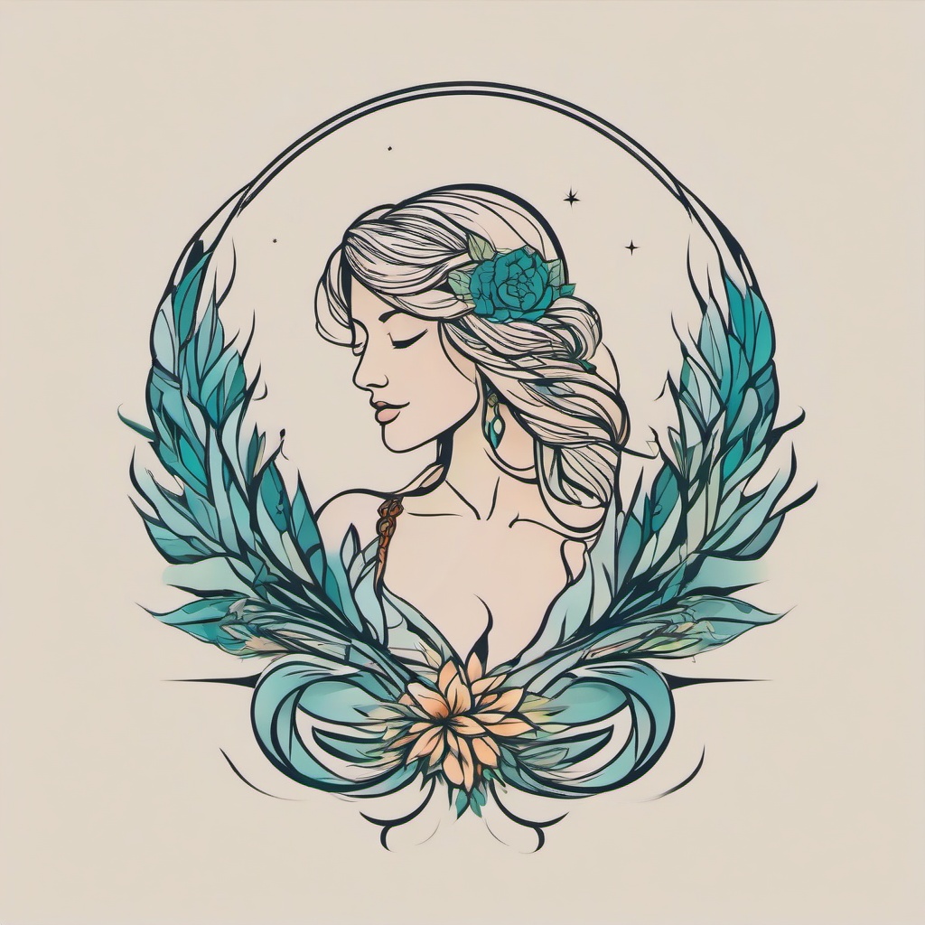 small virgo tattoo  simple vector color tattoo