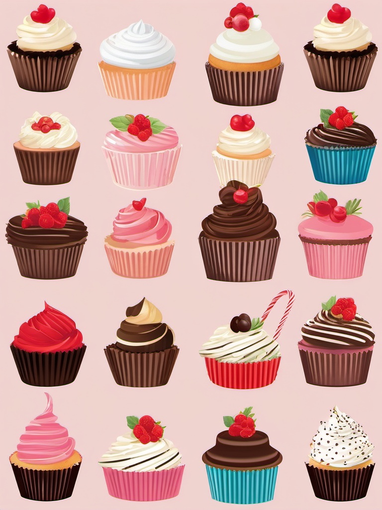 Wedding Cupcakes clipart - Delicious wedding cupcakes, ,vector color clipart,minimal