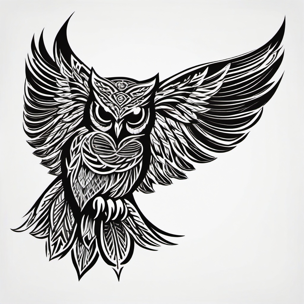 Norse Owl Tattoo - Embrace Norse mythology with a tattoo featuring owl symbolism.  simple color tattoo,vector style,white background