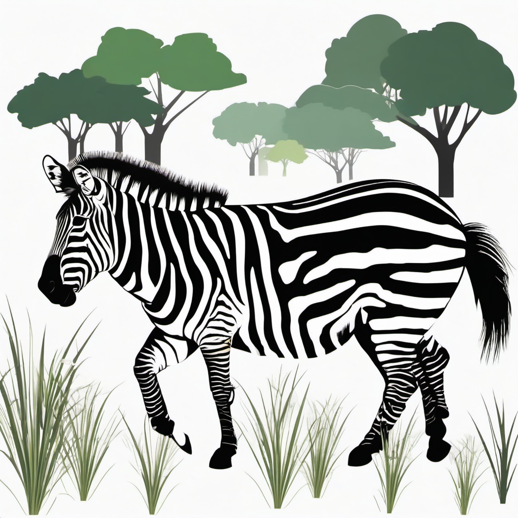 Zebra clipart - Striped herbivore roaming the grasslands, ,vector color clipart,minimal