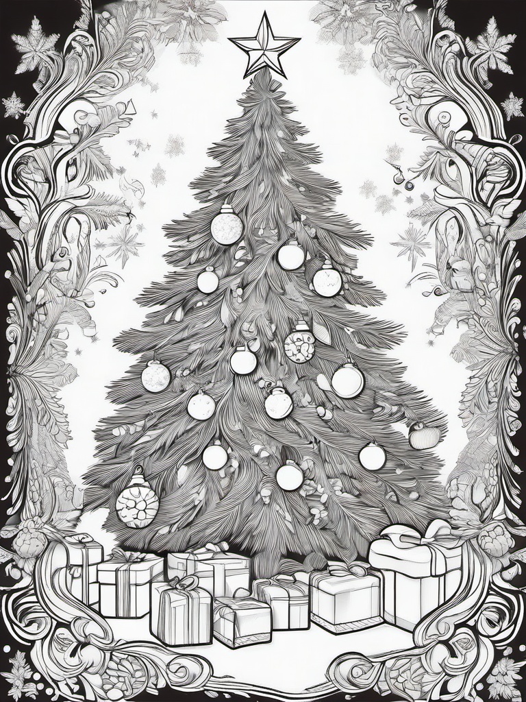 Christmas Tree Coloring Printable  outling,coloring pages,black and whit