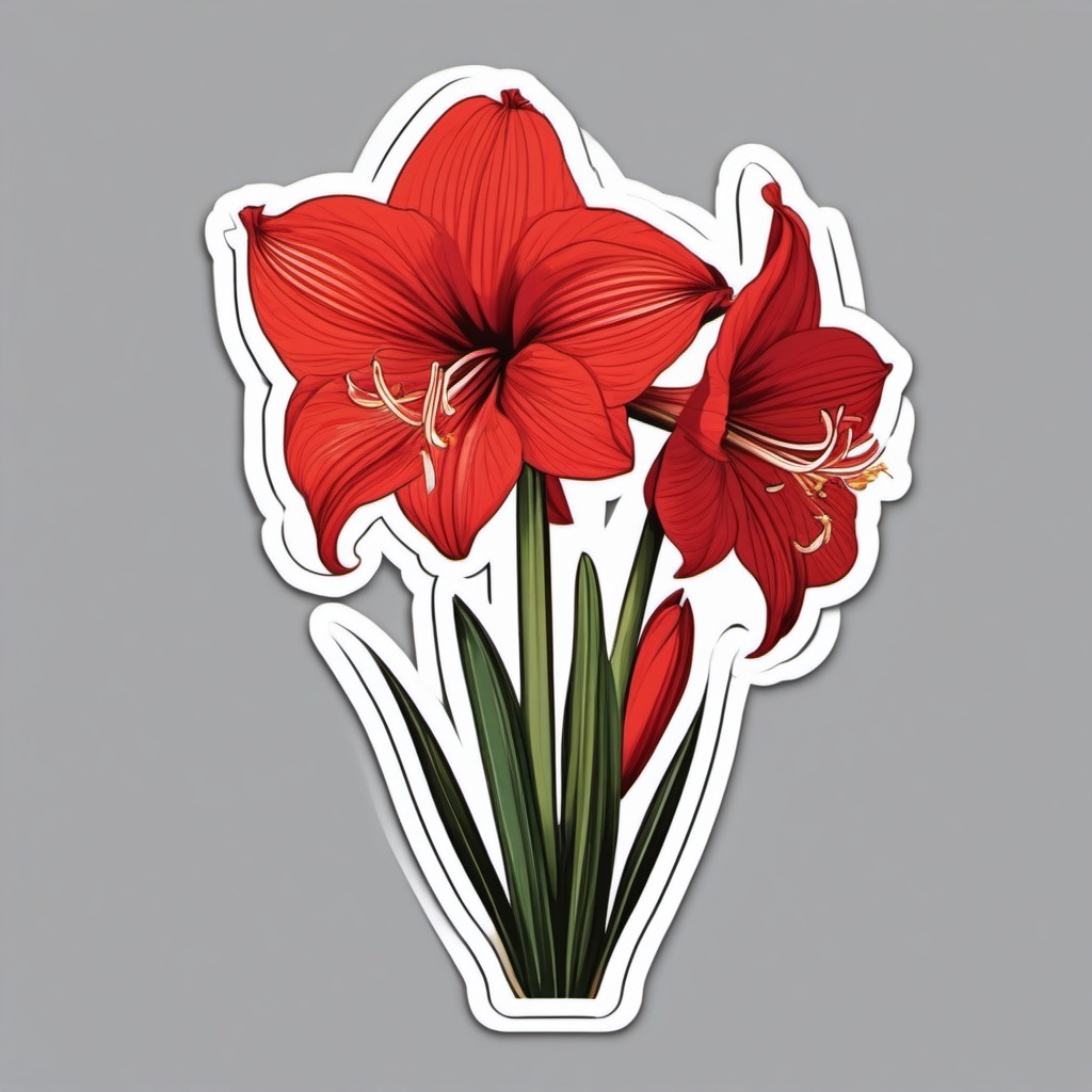 Amaryllis Sticker - Embrace the dramatic and trumpet-shaped blooms of amaryllis with this elegant sticker, , sticker vector art, minimalist design