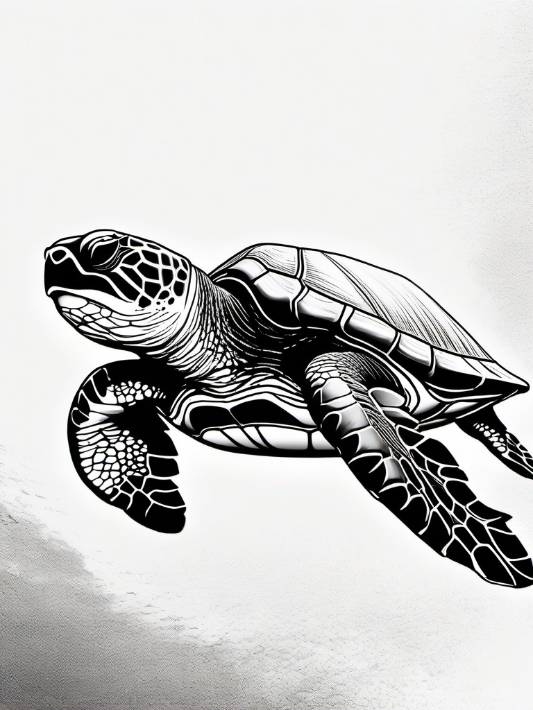 drawing of a sea turtle laying eggs  minimal rough sketch scribbles,doodles,black and white