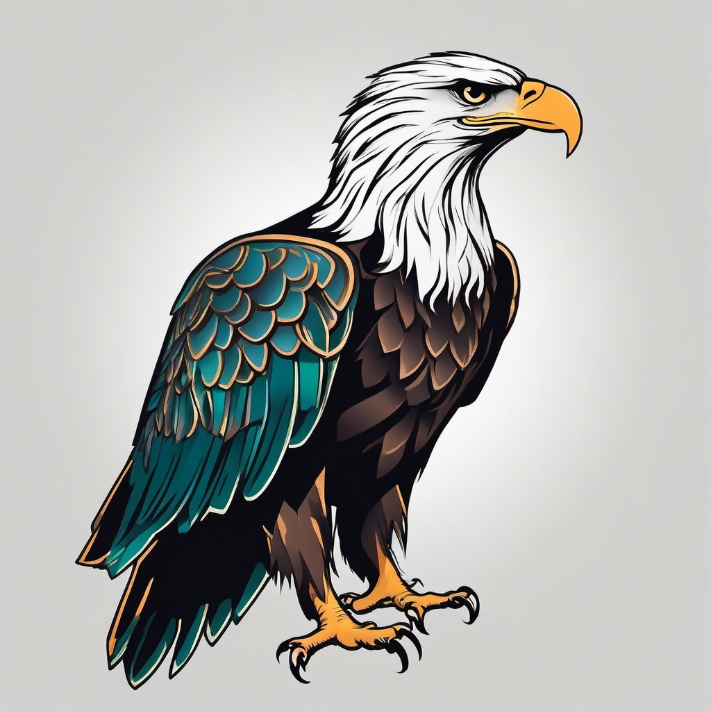 irish eagle tattoo  simple color tattoo,minimal,white background