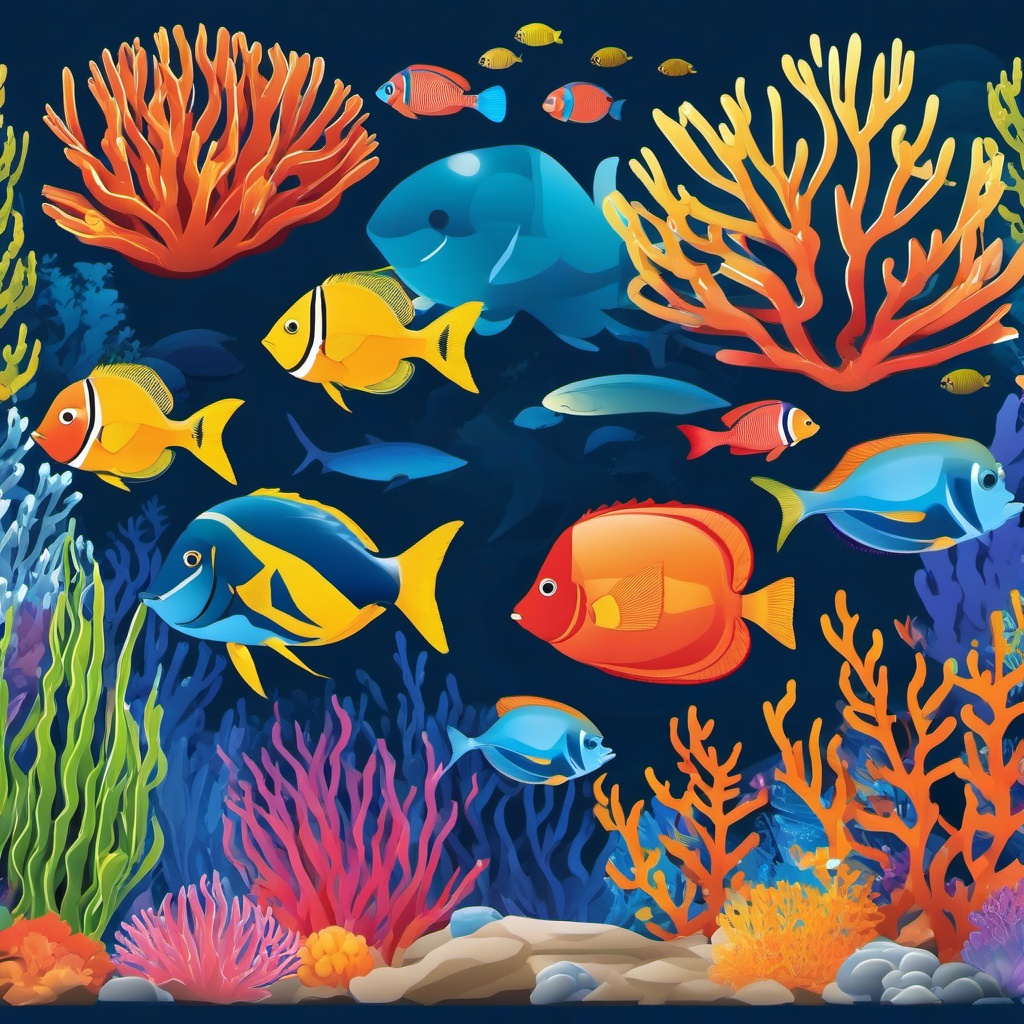 The Great Barrier Reef clipart - World's largest coral reef system in Australia, ,color clipart vector style