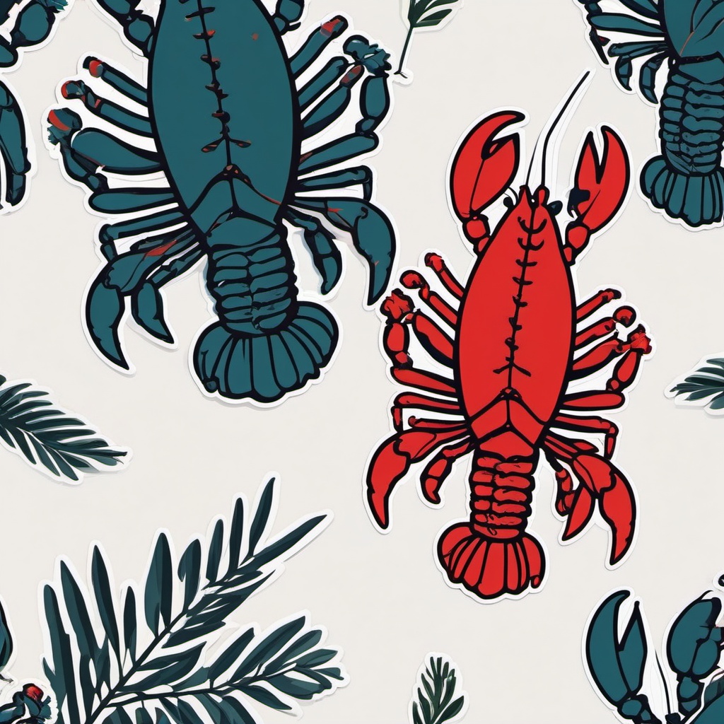 Lobster Sticker - A red lobster with large claws, ,vector color sticker art,minimal